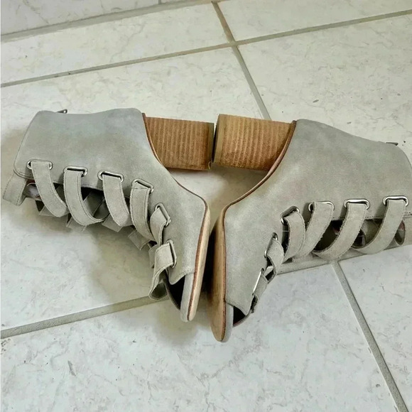 Anthropologie Jeffrey Campbell Salazar shooties boots heels gray suede 37 7 - Picture 12 of 17